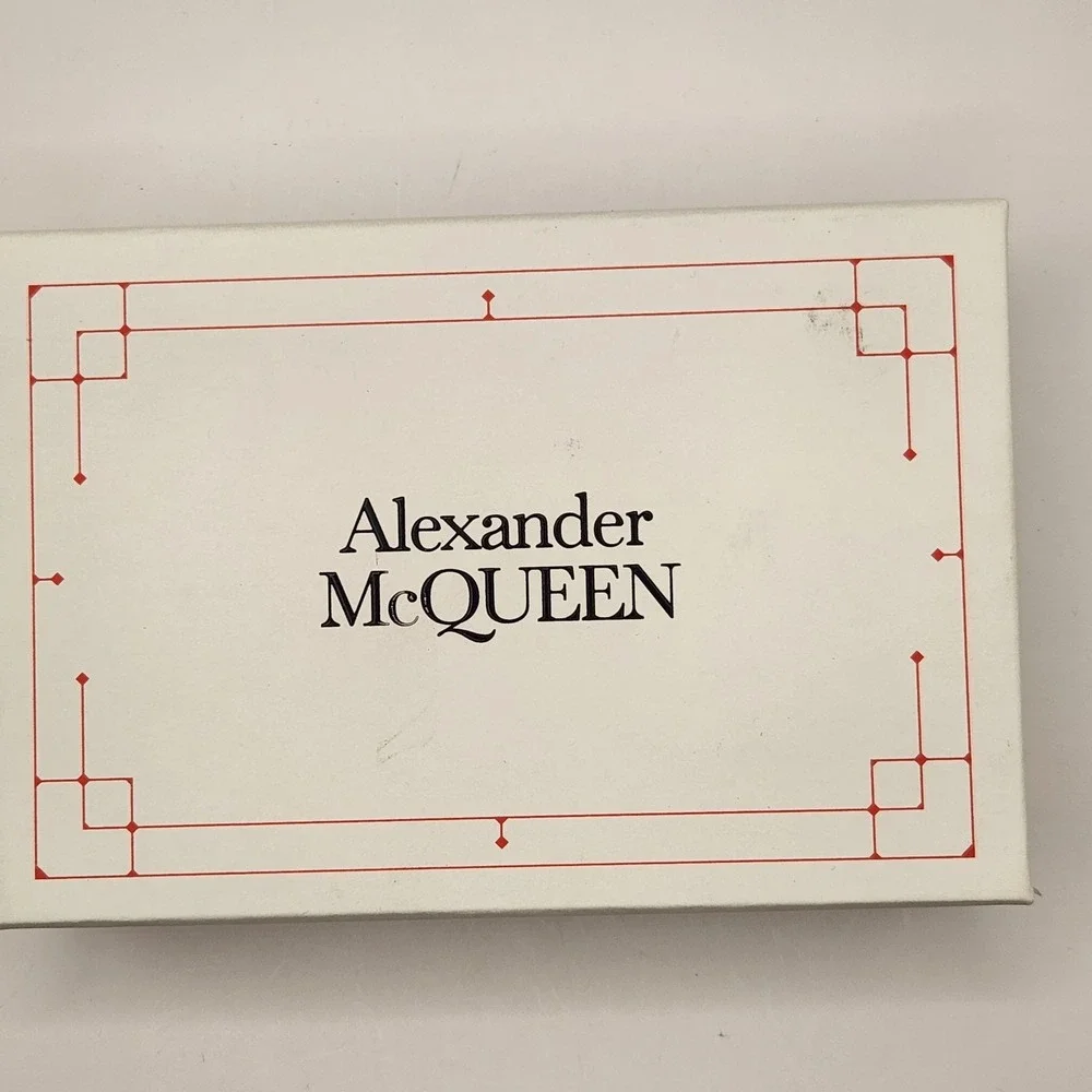 Alexander McQueen Bright Pink Leather Skull Card Holder Case Wallet Box Dust Bag